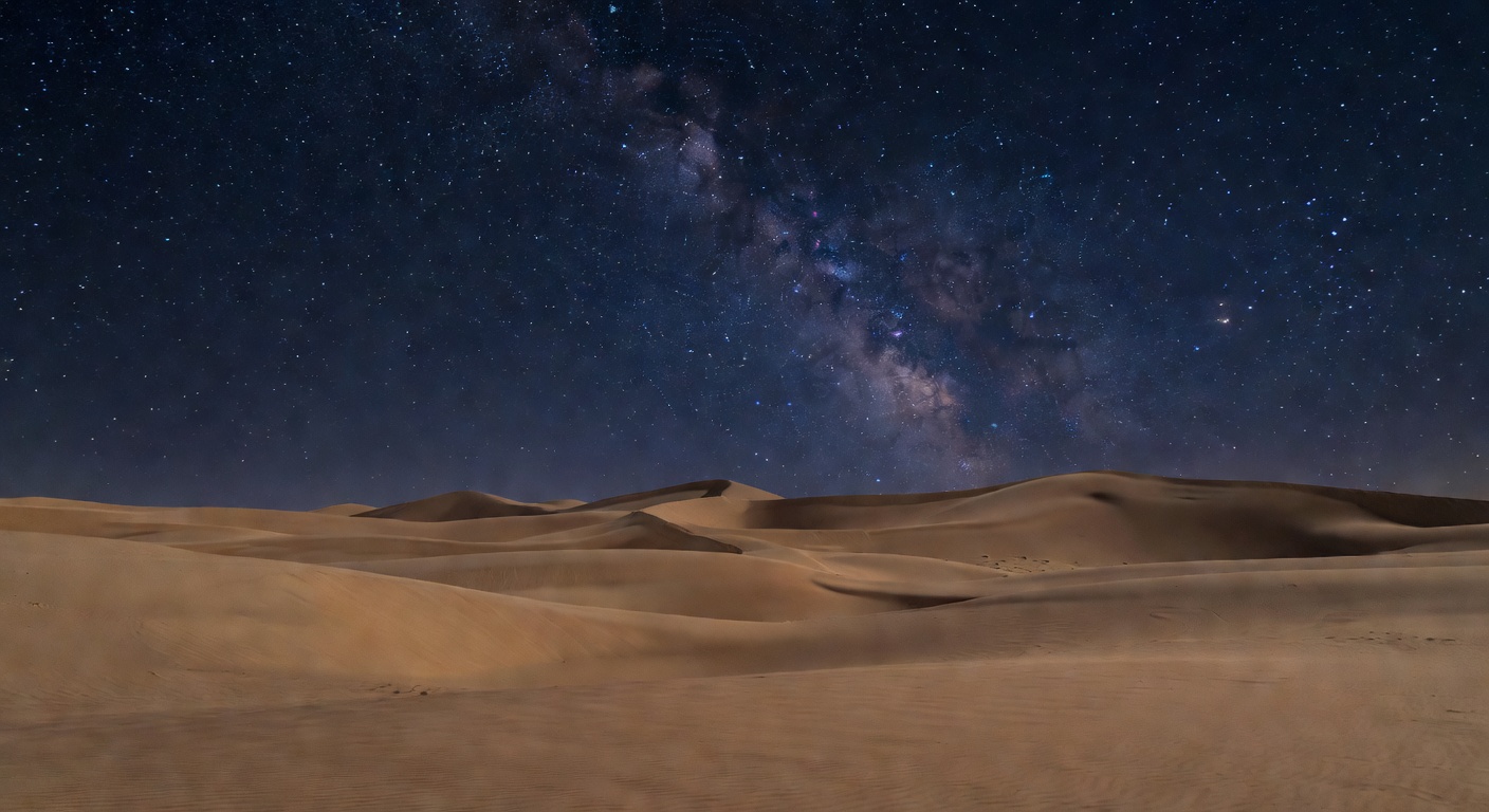 砂漠の星空